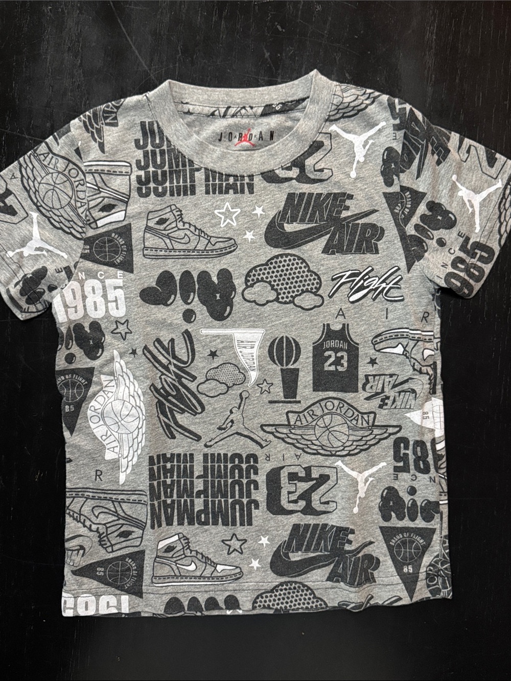Jordan Grey Graphic Allover Logo Tee
